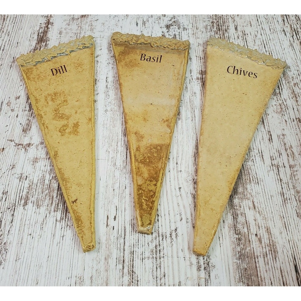 Khnemu Studio Ceramic Garden Display Plaques Herb Markers Dill Basil Chives